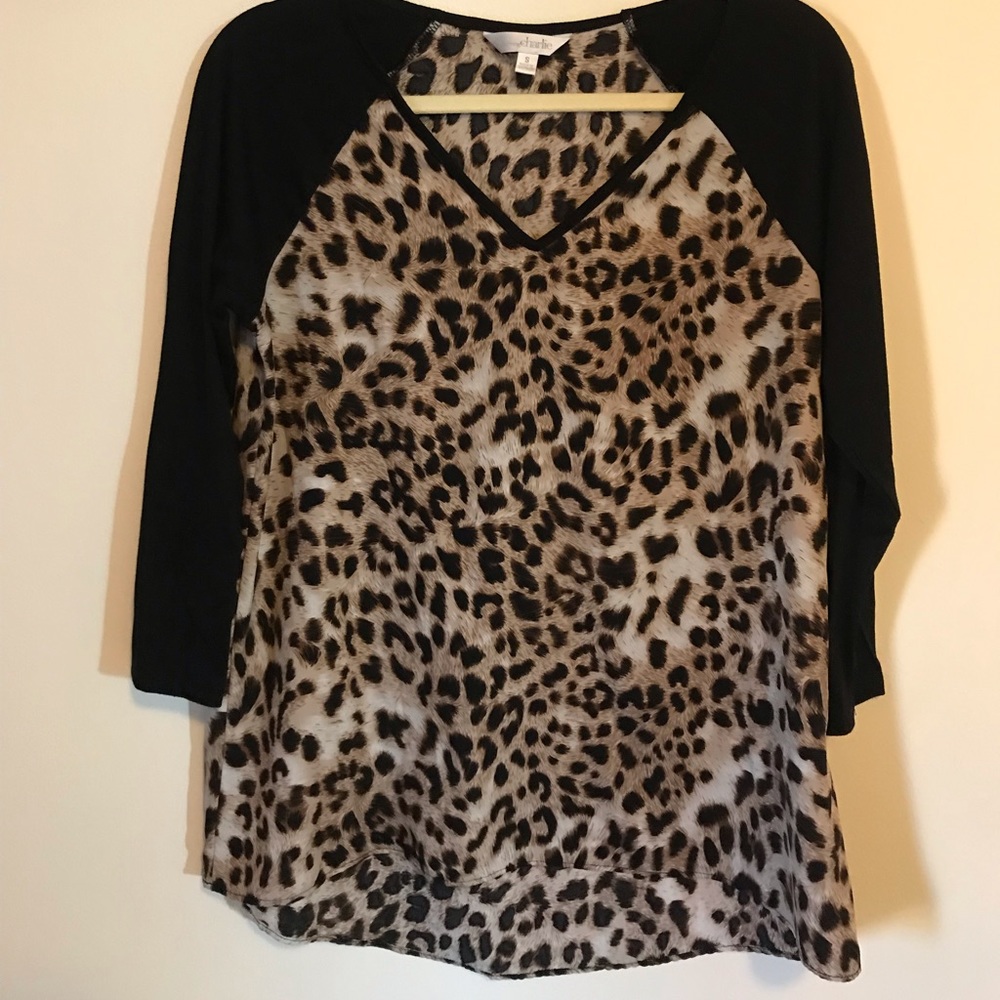 Cheetah print mid-sleeve shirt